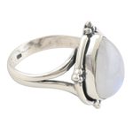 Rainbow moonstone cocktail ring, 'Misty Glory' - Rainbow Moonstone Sterling Silver Cocktail Ring