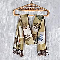 Hand painted silk scarf, 'Bengali Blocks' - Hand Woven and Hand Painted Silk Scarf