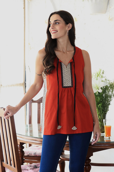 Cotton sleeveless top, Wave Hill