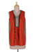 Cotton sleeveless top, 'Wave Hill' - Paprika and Black Sleeveless Cotton Tank Top (image 2a) thumbail