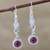 Garnet and blue topaz dangle earrings, 'Right Combination' - Garnet and Blue Topaz Dangle Earrings