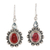 Garnet and blue topaz dangle earrings, 'Winning Combination' - Oxidized Flower Earrings with Garnet and Blue Topaz (image 2a) thumbail
