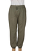 Cotton twill joggers, 'Casual Sage' - Sage Enzyme Wash Cotton Twill Joggers with Drawstring Waist (image 2a) thumbail