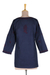 Embroidered cotton tunic, 'Lucknow Blossoms' - Hand Embroidered Navy Tunic with Maroon Flowers (image 2d) thumbail