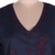 Embroidered cotton tunic, 'Lucknow Blossoms' - Hand Embroidered Navy Tunic with Maroon Flowers (image 2e) thumbail