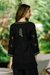 Embroidered cotton tunic, 'Midnight in the Garden' - Black Cotton Tunic with Hand Embroidered Details (image 2d) thumbail
