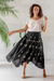 Embroidered cotton handkerchief skirt, 'Ebony Bouquet' - Ebony Black Embroidered Handkerchief Hem Skirt thumbail