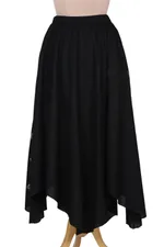 Embroidered cotton handkerchief skirt, 'Ebony Bouquet' - Ebony Black Embroidered Handkerchief Hem Skirt