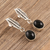 Onyx dangle earrings, 'Midnight Leaf' - Black Onyx and Sterling Silver Leaf Dangle Earrings