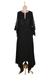 Embroidered crepe maxi dress, 'Dazzling Midnight' - Black Polyester Handkerchief Hem Embroidered Dress (image 2a) thumbail
