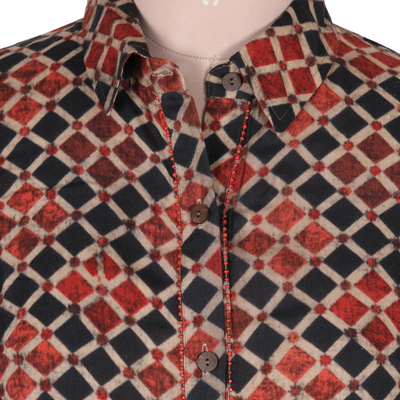 Hemdblusenkleid aus Viskose mit tiefem Bund und Print