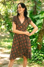 Viscose wrap dress, 'Creative Fusion' - Bold Print Wrap Dress in Viscose from India