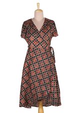 Viscose wrap dress, 'Creative Fusion' - Bold Print Wrap Dress in Viscose from India