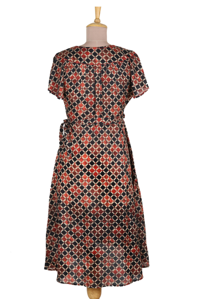 Viscose wrap dress, 'Creative Fusion' - Bold Print Wrap Dress in Viscose from India
