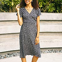 Featured review for Viscose wrap dress, Creative Fusion in Indigo