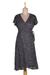 Viscose wrap dress, 'Creative Fusion in Indigo' - Beaded Indigo Viscose Wrap Dress (image 2a) thumbail