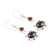 Garnet dangle earrings, 'Blossoming Garnet' - Garnet Blossom Sterling Silver Dangle Earrings