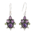 Multi-gemstone dangle earrings, 'Dreaming in Purple' - Purple Multi-Gemstone Sterling Silver Dangle Earrings
