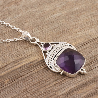 Amethyst pendant necklace, Purple Royalty