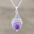Amethyst pendant necklace, 'Purple Royalty' - Checkerboard Amethyst Pendant Necklace 25 Carats (image 2b) thumbail