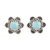 Larimar button earrings, 'Blossom in Blue' - Larimar and Sterling Silver Flower Button Earrings (image 2a) thumbail