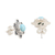 Larimar button earrings, 'Blossom in Blue' - Larimar and Sterling Silver Flower Button Earrings (image 2c) thumbail