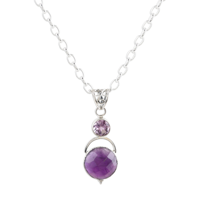 Amethyst pendant necklace, 'Alluring Serenity' - Amethyst Pendant Necklace with Over 12 Carats