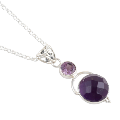 Amethyst pendant necklace, 'Alluring Serenity' - Amethyst Pendant Necklace with Over 12 Carats