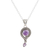Amethyst pendant necklace, 'Graceful Query' - Hand Crafted Sterling SIlver and Amethyst Necklace (image 2a) thumbail