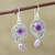 Amethyst dangle earrings, 'Graceful Query' - Artisan Crafted Amethyst Dangle Earrings thumbail