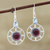 Garnet and blue topaz dangle earrings, 'Wheel in the Sky' - Garnet and Blue Topaz Dangle Earrings