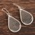 Sterling silver dangle earrings, 'Yamuna Tears' - Teardrop-Shaped Sterling Silver Earrings (image 2b) thumbail