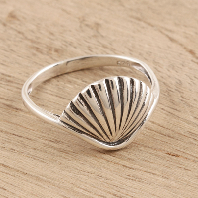 Sterling silver cocktail ring, Sleek Shell