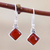 Carnelian dangle earrings, 'Happy Kites' - Square Carnelian Cabochon Dangle Earrings