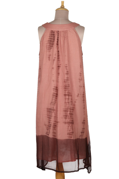 Batikkleid aus Viskose - Handgefertigtes, ärmelloses Kleid aus Viskose-Chiffon mit Batikmuster