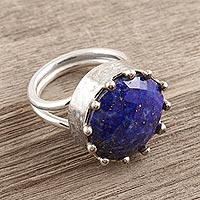 Lapis lazuli cocktail ring, 'Royalty in Blue' - Lapis Lazuli and Sterling Silver Cocktail Ring