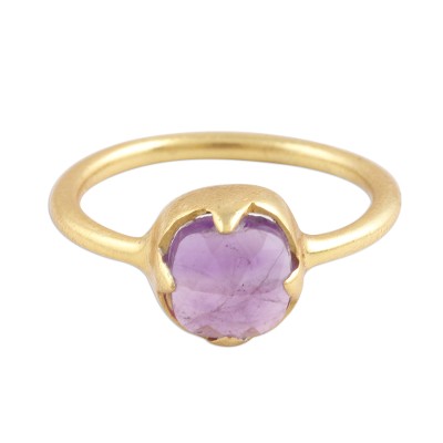 Amethyst and 18k Gold Plated Sterling Silver Cocktail Ring