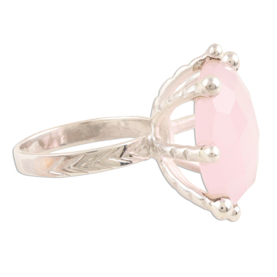 Rose quartz cocktail ring, 'Passionate in Pink' - Rose Quartz and Sterling Silver Cocktail Ring