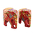 Papier mache figurines, 'Festive Greetings' (pair) - Hand Crafted Papier Mache Elephant Figurines (Pair) (image 2b) thumbail