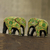 Papiermaché-Figuren, 'grüne blumenfreunde' (paar) - grüne blumenpapiermaschine elefantenfiguren (paar)