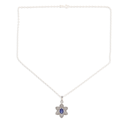 Halskette mit Saphir-Anhänger - Einkarätige blaue Saphir-Halskette