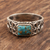 Men's sterling silver band ring, 'Mysterious Glyph' - Sterling Silver Men's Ring with Composite Turquoise