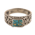 Men's sterling silver band ring, 'Mysterious Glyph' - Sterling Silver Men's Ring with Composite Turquoise thumbail