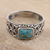 Men's sterling silver band ring, 'Mysterious Glyph' - Sterling Silver Men's Ring with Composite Turquoise (image 2b) thumbail