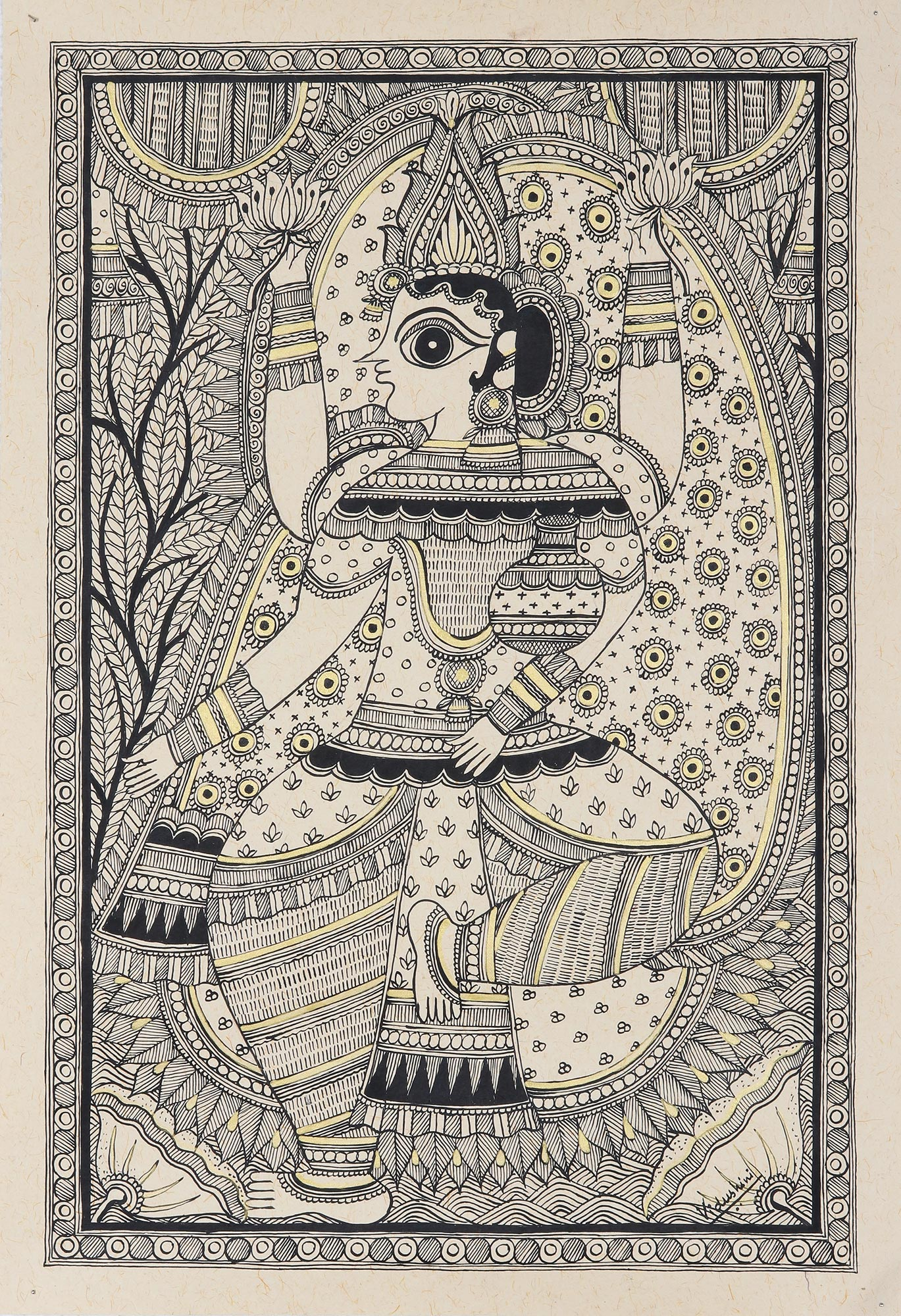 Radha Krishna Love Madhubani Painting, Indian Folk Art, Handmade, Wall Art,  Anniversary Gift Ideas for Couples Original 9X12 - Etsy