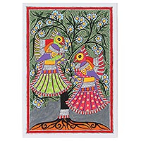 Madhubani painting, Courting Birds
