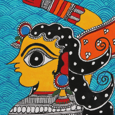 Madhubani painting, 'Mermaid' - Mermaid Madhubani Painting on Paper