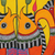 Madhubani painting, 'Fish Union' - Colorful Madhubani Painting with Fish Motif (image 2b) thumbail