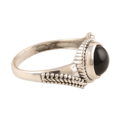 Onyx-Ring - Ring aus schwarzem Onyx und oxidiertem Sterlingsilber