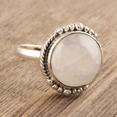 Rainbow moonstone cocktail ring, 'Moon Appeal' - Rainbow Moonstone Sterling Silver Cocktail Ring